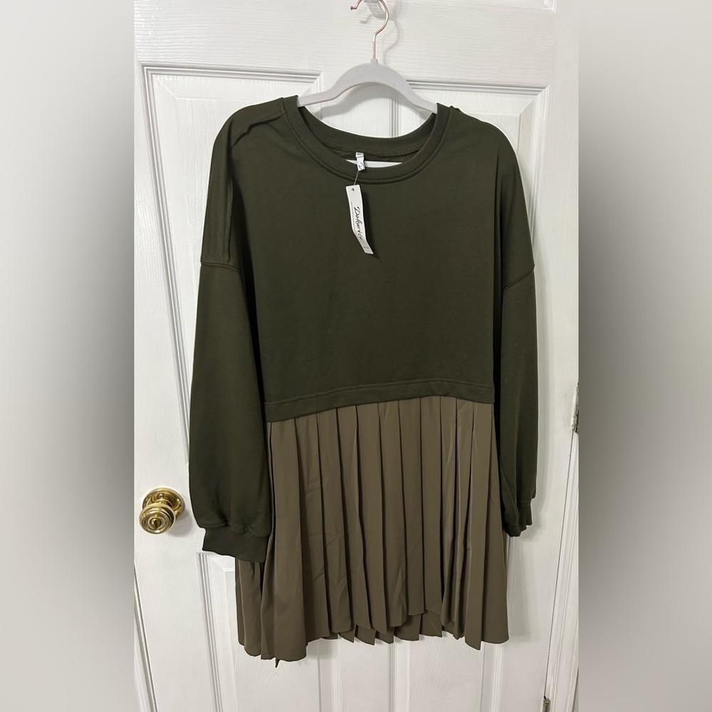 Olive Green Ribbed Long Sleeve Top